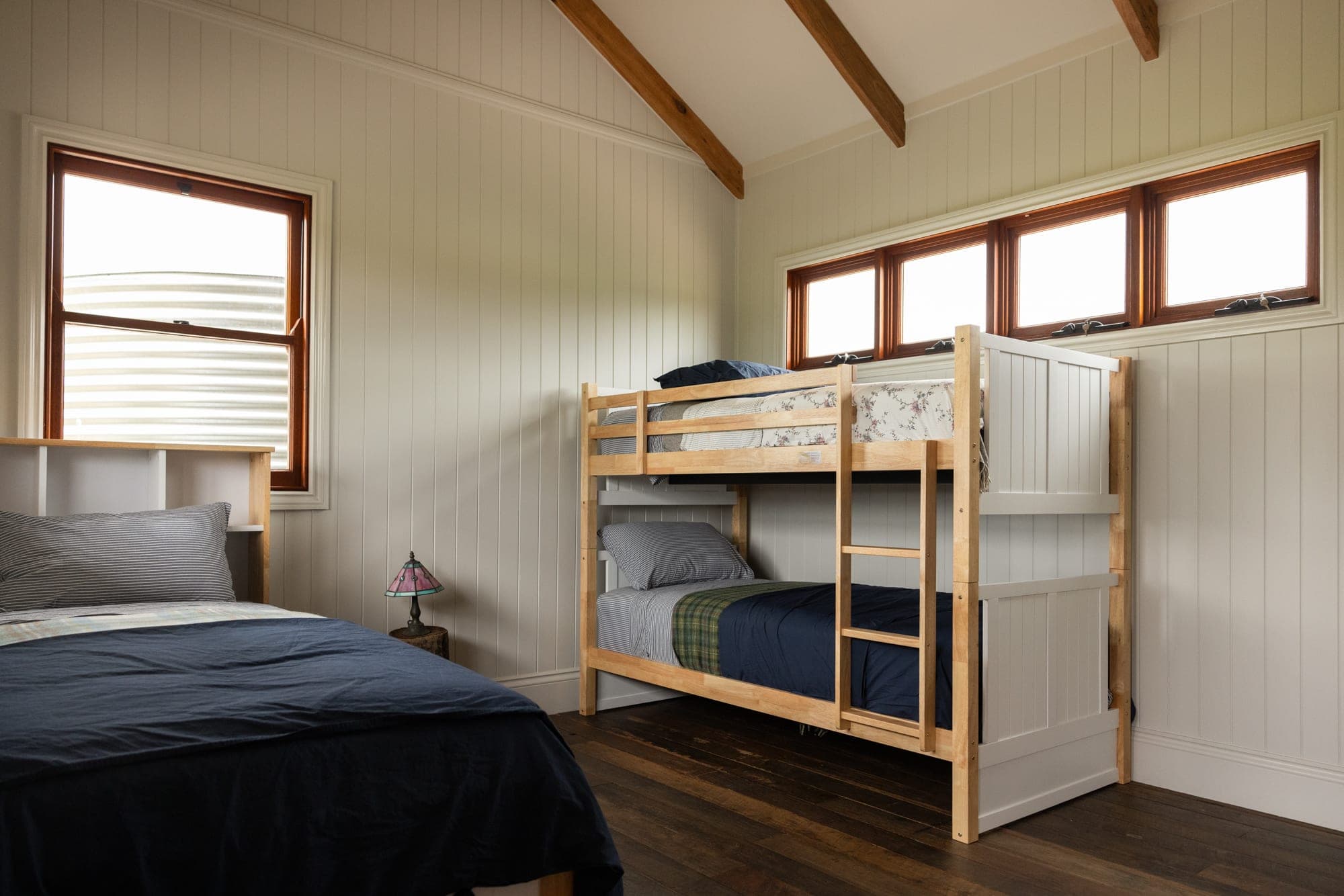 Interior of Mountain Station showing polished timber floors and custom built-in cabinetry